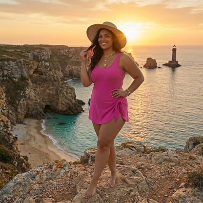 Sunset Bloom Swim Dress